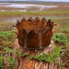 Vintage  Brass Scalloped Cache Pot Planter w/ Handles Oval, Footed Rustic Estate, used for sale  Shipping to South Africa