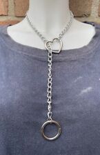 Used, Slip Chain Choker Necklace with Heart, Cat or O-ring Handmade Goth Punk for sale  Shipping to South Africa