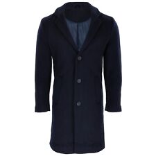 Mens Wool Overcoat Long Winter Coat Trench Crombie Jacket 38 40 42 44 46 48 Navy for sale  Shipping to South Africa