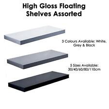 Modern HIGH GLOSS Shelf Floating Wall Shelves White Black Grey Bookcase Display for sale  BOLTON