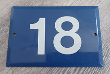 Placa de metal esmaltada placa porta porta número 18 casa azul francesa vintage, usado comprar usado  Enviando para Brazil
