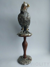 Vintage Falcon Sculpture Krisa Silver Statue Figurine On Stand Wood Italy 20th. for sale  Shipping to South Africa