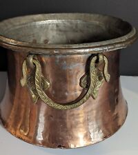 Antique Hand Hammered 19th Century Copper Pot with Dovetail Joints, Brass Handle for sale  Shipping to South Africa