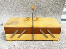 VINTAGE WOODEN SEWING BOX CANTILEVER OPENING CRAFTING for sale  Shipping to South Africa