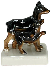 Estatueta vintage Doberman Pinscher & Puppy pintada à mão - Feita no Japão, usado comprar usado  Enviando para Brazil