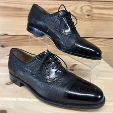 Moreschi Italy Dress Shoes 9.5 Peccary Calf Leather Black Oxford Shoes Brogues for sale  Shipping to South Africa