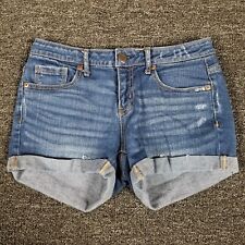 Shorts jeans Aeropostale feminino 4 azul midi algemado casual elástico cintura baixa 28x3,5 comprar usado  Enviando para Brazil