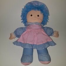 Usado, Antigo 15" Boneca Bebê Pano Rosto Fio Azul Cabelo Vestido Rosa Dan Dee Importado 1979 Pelúcia comprar usado  Enviando para Brazil