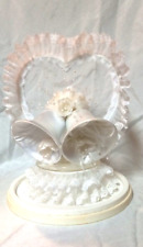 vintage wedding cake topper non binary white heart lace bells  1980's dome case for sale  Shipping to South Africa