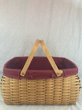 Longaberger Handmade Large Wooden Basket, 10in H, 20in L, 12in W for sale  Shipping to South Africa
