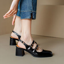 Sandálias femininas salto bloco robusto biqueira fechada sapatos sociais Mary Jane comprar usado  Enviando para Brazil