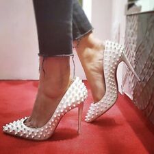 Christian Louboutin Follies Spikes 100 Spike Patent White Coquillage Heels 38.5, usado comprar usado  Enviando para Brazil