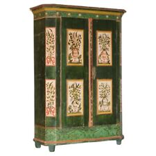 EMERALD GREEN ANTIQUE 1825 HAND PAINTED GERMAN MARRIAGE WARDROBE LINEN CUPBOARD for sale  Shipping to South Africa
