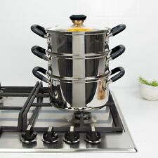 20cm 3 Tier Steamer Cooker Pan Cook Food Veg Pot Stainless Steel Ex Display, used for sale  Shipping to South Africa