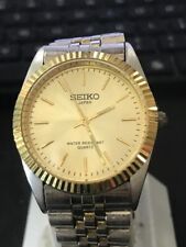 Seiko 36mm moldura canelada mostrador dourado relógio masculino, RUN, nova bateria. (#1593) comprar usado  Enviando para Brazil