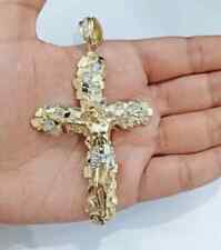 Colgante para hombre moissanita real de 1 quid corte redondo cruz de Jesús chapado en oro amarillo 14 quilates segunda mano  Embacar hacia Argentina