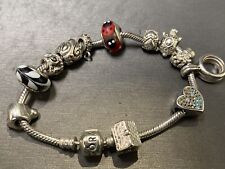 Genuine Pandora Sterling Silver Bracelet With 12 Charms 925 ALE  $800 Retail NR for sale  Shipping to South Africa