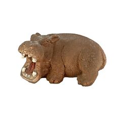 Estatuilla de hipopótamo boca abierta acabado texturizado marrón colección vida silvestre, usado segunda mano  Embacar hacia Mexico