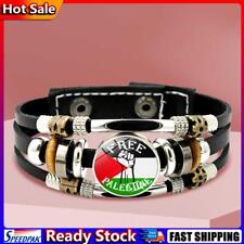 Palestine Flag Leather Bracelet Adjustable 3 Strand for Events Support (1) Hot comprar usado  Enviando para Brazil