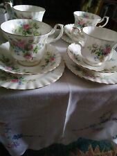 Used, Royal Albert Moss Rose  set of 4  Trio Cups Saucers side Plates for sale  DORCHESTER
