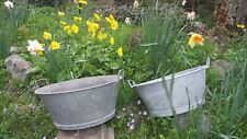 lot 2 bassine baignoire ronde zinc galva ancien jardiniere nenuphar déco jardin, occasion d'occasion  Gommegnies