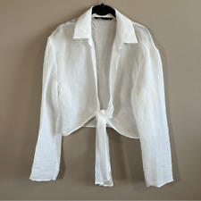 Usado, Blusa Zara branca amarrada frontal manga longa transparente grande comprar usado  Enviando para Brazil