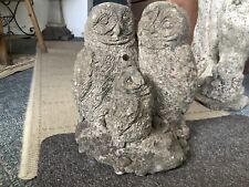Vintage Stone Garden Large Cute Owl Family Stone Ornament C1950 for sale  Shipping to South Africa