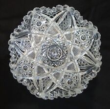 American Brilliant Cut Glass Shallow Bowl Star Design Sawtooth Edge 5” Diameter, used for sale  Shipping to South Africa