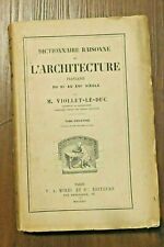 Dictionnaire raisonné de l'architecture du XI au XVI siècle VIOLLET LE DUC 1875 d'occasion  Brest