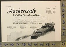 1928 BOAT HACKERCRAFT DOLPHIN WOODY RUNABOUT MT. CLEMENS SPORT SKI AD A-2440 for sale  Shipping to South Africa