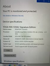 LENOVO YOGA 900-131SK I7-6500U @ 2.50GHz 8GB RAM 256GB SSD TÁCTIL WIN-11H *LEER segunda mano  Embacar hacia Mexico