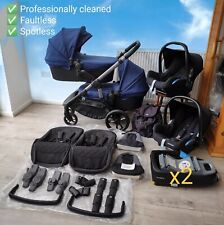 ❌prof cleaned iCandy ORANGE TWIN DOUBLE Pram Travel System Bundle  INDIGO NAVY for sale  Shipping to South Africa