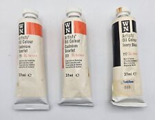 3 tintas a óleo Winsor & Newton WN 37 ml ~ cádmio escarlate 221 (×2) e preto marfim 117 comprar usado  Enviando para Brazil