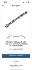 Triumph camshaft used for sale  COVENTRY