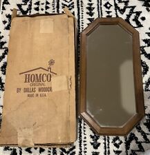 Vintage HOMCO Octagon Solid Wood Stained Framed Wall Mirror 22.25" x 11.25 W/box for sale  Shipping to South Africa