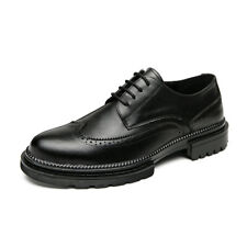 Dress Formal Shoes Men Business Platform Lace Up Round Toe Leather Shoes Wedding for sale  Shipping to South Africa