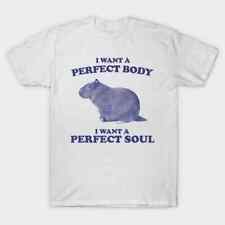 Camiseta unissex nova com etiquetas Capybara I Want A Perfect Body I Want A Perfect Soul Meme comprar usado  Enviando para Brazil