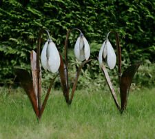 Metal Snowdrop Garden Ornament Sculpture Art - Handmade Recycled Metal Flower  for sale  Shipping to South Africa