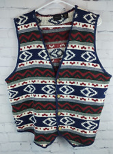 Vintage Structure Southwestern Aztec Print Button Sweater Vest, Sz. L for sale  Shipping to South Africa