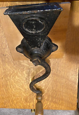 Antique Coffee Grinder S shape Cast Iron Hand Crank Wall Mounted original patina for sale  Shipping to South Africa