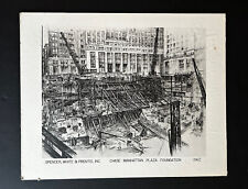 1962 Dibujo estampado vintage Chase Manhattan Plaza Nueva York Spencer blanco Prentice, usado segunda mano  Embacar hacia Argentina