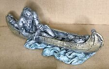 Hand Painted Native American Man In Canoe After Fishing Art Pottery Sculpture  for sale  Shipping to South Africa