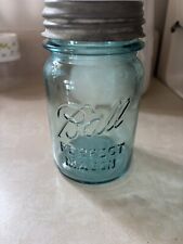 Vintage Ball Perfect Mason Blue Glass #10 Pint  Canning Jar with Ball Zinc Lid for sale  Shipping to South Africa