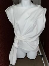 Blusa ZARA branca sem mangas cintura amarrada gola barco algodão elástico assimétrico grande comprar usado  Enviando para Brazil