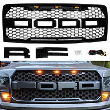 Fits 2009-2014 Ford F150 Raptor Style Grille W/Amber Lights Letters Gloss Black for sale  Atlanta