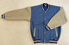 Jaqueta de beisebol masculina jeans - Azul médio denim/mangas de algodão cáqui - Tamanho P comprar usado  Enviando para Brazil