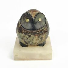 Estatueta de coruja vintage cerâmica sobre base de mármore olhos de strass 4" comprar usado  Enviando para Brazil