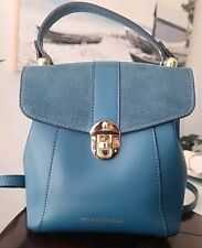 Pre-owned  Viola Castellani Teal Italian Leather Convertible Backpack  for sale  Shipping to South Africa