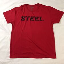 Camisa de suplementos de acero para hombre roja mediana gimnasio entrenamiento nutrición segunda mano  Embacar hacia Mexico