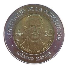 Usado, Monedas de México 2010 5 pesos conmemorativas José María Pino Suárez) sin usar segunda mano  Embacar hacia Mexico